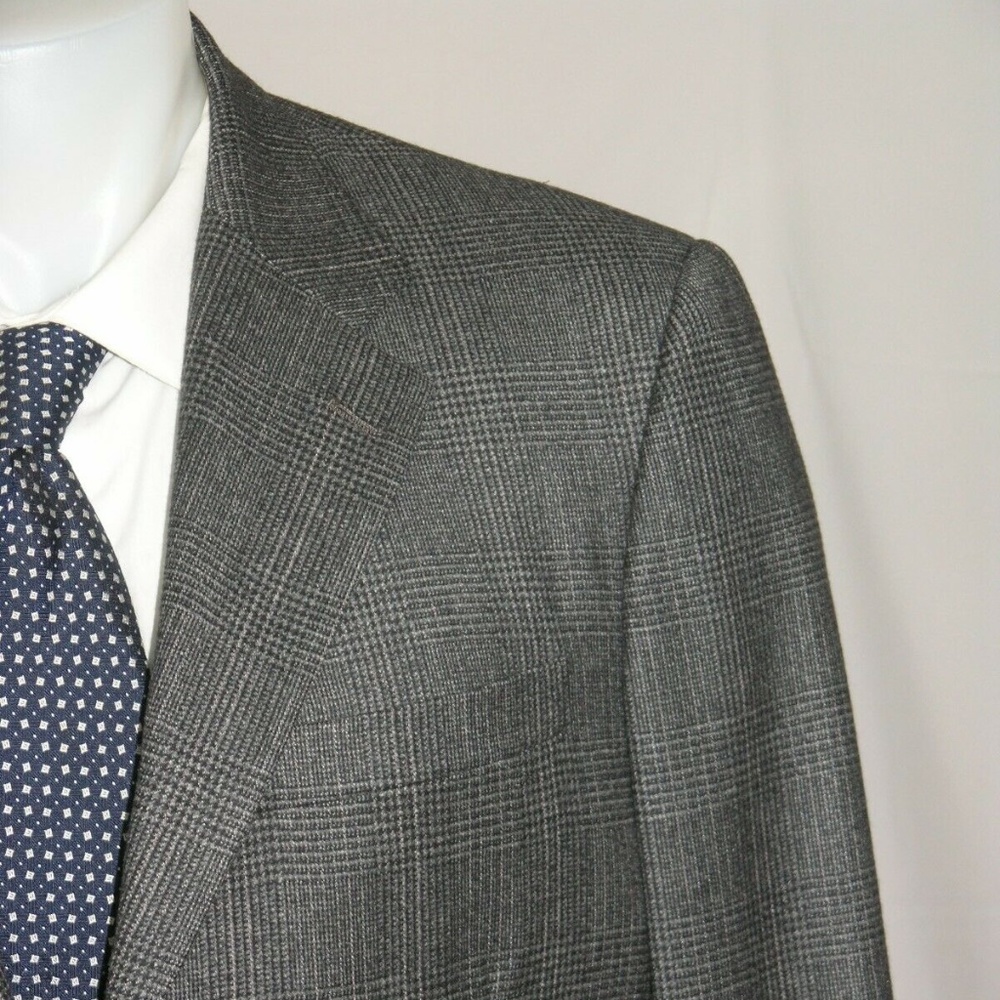 Brooks Brothers Golden Fleece Martin Greenfield Gray Plaid Three Button Suit 41R